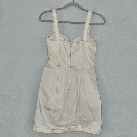 Reformation Nikki Bustier Denim Mini Dress Off White Color Size 4 Like New - Picture 2 of 7